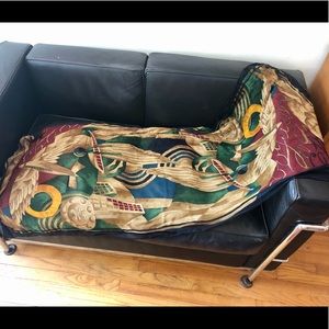 Celine Paris Long Silk Chiffon Scarf - Futuristic Art Deco Metropolis Design